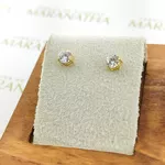 Par De Brincos Ponto De Luz Em Ouro 18k 4mm