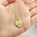 Conjunto Corrente Veneziana e Pingente De Signo Libra Em Ouro 18k