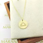 Conjunto Corrente Veneziana e Pingente De Signo Libra Em Ouro 18k