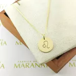 Conjunto Corrente Veneziana e Pingente De Signo Leão Em Ouro 18k