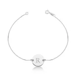 Pulseira Letra Personalizada Com Corrente Veneziana Em Prata