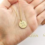 Conjunto Corrente Veneziana e Pingente De Signo Gêmeos Em Ouro 18k