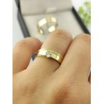 Par de Aliança em Ouro 18k 4MM Reta Polida + Anel Solitário em Ouro 18k BRINDE