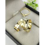 Par de Aliança em Ouro 18k Côncava 5MM + Anel Solitário em Ouro 18k Brinde