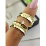 Par de Aliança em Ouro 18k Côncava 5MM + Anel Solitário em Ouro 18k Brinde