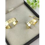 Par de Aliança em Ouro 18k Modelo 5MM Reto Polido + Anel Solitário em Ouro18k Brinde