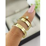 Par de Aliança em ouro 18k 4MM Reta Chanfrada + Anel Solitário de Brinde 