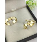 Par de Aliança em ouro 18k 4MM Reta Chanfrada + Anel Solitário de Brinde 