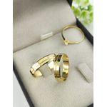 Par de Aliança em ouro 18k 4MM Reta Chanfrada + Anel Solitário de Brinde 