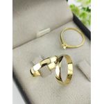 Par de Aliança em Ouro 18k 3 MM Meia Cana + Anel Solitário em Ouro 18k de Brinde