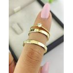 Par de Aliança em Ouro 18k 3MM Reta Chanfrada + Anel Solitário em Ouro 18k de Brinde
