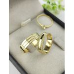 Par de Aliança em Ouro 18k 5mm Reta + Anel Solitário em Ouro 18k Brinde