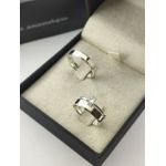 Par de Aliança em Prata 950 Modelo Reto Chanfrado 4MM + Anel Solitário em Prata Brinde