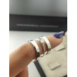 Par de Aliança em Prata 950 Modelo Reto Chanfrado 4MM + Anel Solitário em Prata Brinde