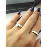 Par de Aliança em Prata 950 Modelo Reto Chanfrado 4MM + Anel Solitário em Prata Brinde