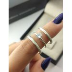 Par de Aliança em Prata 950 Modelo 2MM Reto Chanfrada + Anel Solitário em Prata Brinde