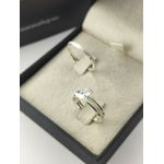 Par de Aliança em Prata 950 Modelo 2MM Reto Chanfrada + Anel Solitário em Prata Brinde