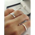 Par de Aliança em Prata 950 Modelo 2mm Reto Polido + Anel Solitário em Prata Brinde