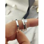 Par de Aliança em Prata 950 Modelo 2mm Reto Polido + Anel Solitário em Prata Brinde