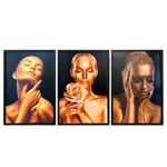 Trio de Quadros 60x40 Gold Woman