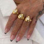 Anel gota zircônia aço 