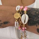 Choker madrepérola rosa com búzio