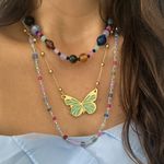 colar borboleta verde 