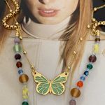 colar borboleta verde 