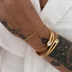 Bracelete Ponteira com Zircônia em Banho Dourado