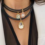 Colar Fio com Pedra Gota Rosa