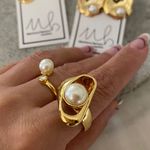 Anel Orgânico com Pérola grande