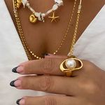 Anel Orgânico com Pérola grande