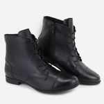 Bota Coturno Em Couro Maria Paula Amarração Preto