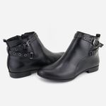 Bota em Couro Cano Baixo Nicole Preto