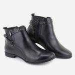 Bota em Couro Cano Baixo Nicole Preto