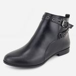 Bota em Couro Cano Baixo Nicole Preto