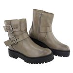 Bota Coturno Em Couro Cano Médio Moda Maria Paula Grey