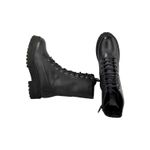 Bota Coturno Em Couro Maria Paula Cano Médio Amarração Preto