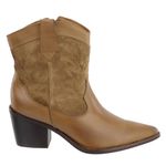 Bota Country Texana Western em Couro Bico Fino Maria Paula Taupe