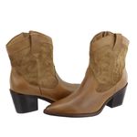 Bota Country Texana Western em Couro Bico Fino Maria Paula Taupe