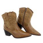 Bota Country Texana Western em Couro Bico Fino Maria Paula Taupe