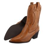 Bota Texana Country Western Cravo em Couro Feminina Maria Paula Camel