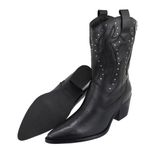 Bota Texana Country Western Cravo em Couro Feminina Maria Paula Preto