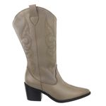 Bota Texana Western Country Em Couro Feminina Bico Fino Maria Paula Grey