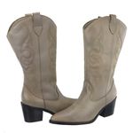 Bota Texana Western Country Em Couro Feminina Bico Fino Maria Paula Grey