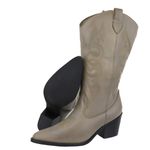 Bota Texana Western Country Em Couro Feminina Bico Fino Maria Paula Grey