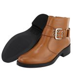 Bota Feminina Casual Fivela Em Couro Cano Curto Moda Maria Paula Camel