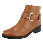 Bota Feminina Casual Fivela Em Couro Cano Curto Moda Maria Paula Camel