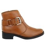 Bota Feminina Casual Fivela Em Couro Cano Curto Moda Maria Paula Camel