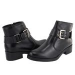 Bota Feminina Casual Fivela Cano Curto Moda Maria Paula Preta